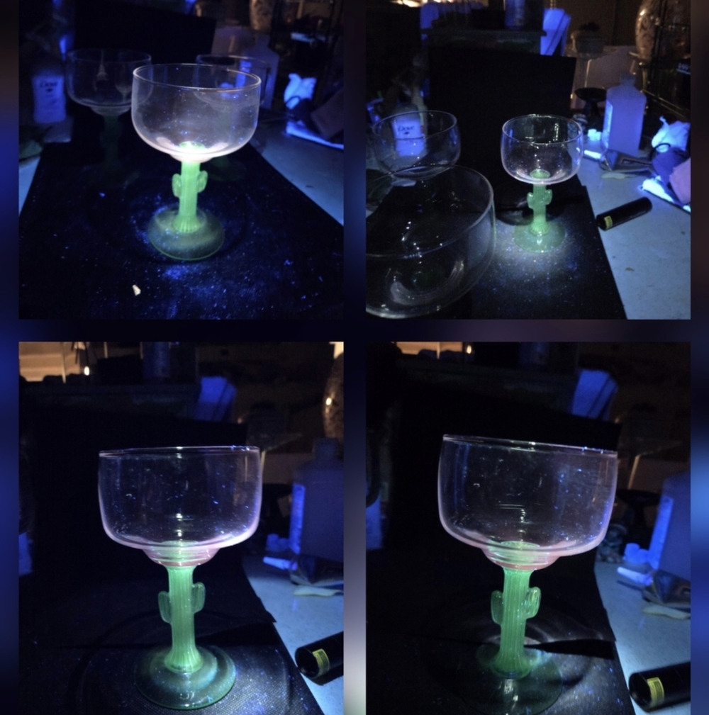 Vintage Cactus Margarita Glasses Lot Of 3 Glow